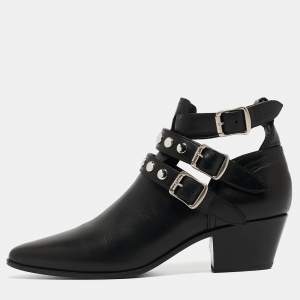 Saint Laurent Black Leather Ankle Boots Size 35