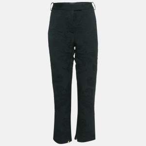 Salvatore Ferragamo Black Floral Jacquard Lace-Up Trousers M