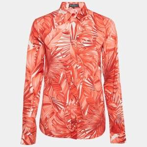 Pre Owned Salvatore Ferragamo Red Tropical Print Cotton Shirt S