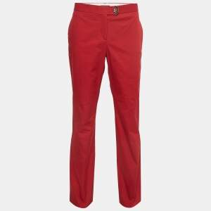 Salvatore Ferragamo Red Stretch Cotton Trousers L