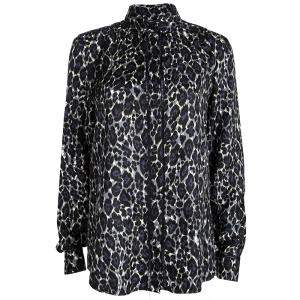 Salvatore Ferragamo Multicolor Printed Silk Ladder Lace Insert Long Sleeve Shirt M
