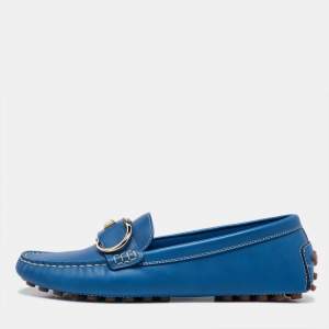 Salvatore Ferragamo Blue Leather Breno Slip On Loafers Size 40