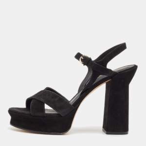 Salvatore Ferragamo Black Suede Ankle Strap Sandals Size 39