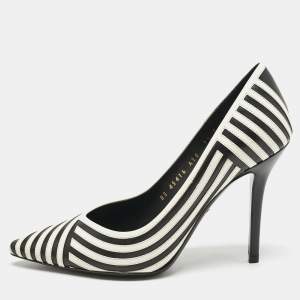 Salvatore Ferragamo Black/White Leather Susi Graph Pumps Size 38