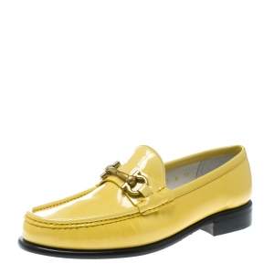Salvatore Ferragamo Women Yellow Patent Leather Mason Gancio Bit Loafers Size 38.5