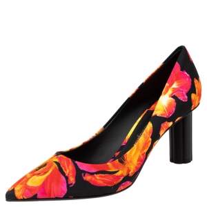 Salvatore Ferragamo Multicolor Floral Fabric Badia Pointed Toe Pumps Size 39.5