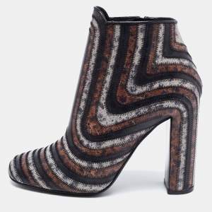 Salvatore Ferragamo Multicolor Leather Zig Zag Feeling Ankle Boots Size 40.5