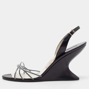 Salvatore Ferragamo Black/White PVC and Leather Arsina Sandals Size 39.5
