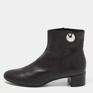 Salvatore Ferragamo Black Leather Figaro Ankle Boots Size 38