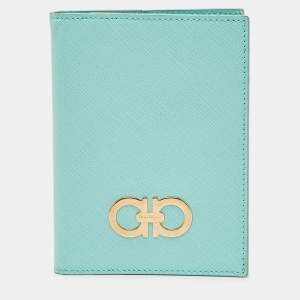 Salvatore Ferragamo Green Leather Passport Holder