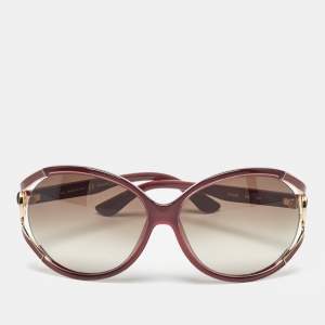 Salvatore Ferragamo Burgundy/Brown Gradient Gancini Oversized Sunglasses