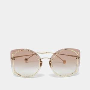 Salvatore Ferragamo Gold Tone/Pink Gradient SF196S Gancini Butterfly Sunglasses