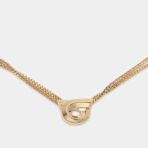 Salvatore Ferragamo Gold Tone Metal Chain Pendant Necklace