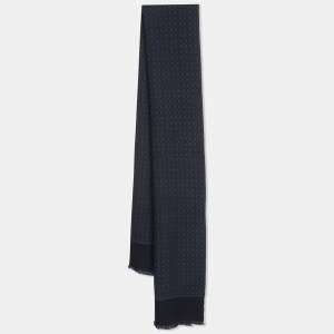 Pre Owned Salvatore Ferragamo Navy Blue Gancini Wool Muffler 