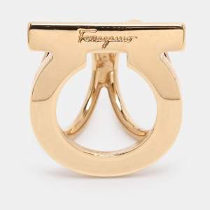 Pre Owned Salvatore Ferragamo Gold Tone Metal Scarf Ring