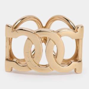 Pre Owned Salvatore Ferragamo Gold Tone Metal Scarf Ring