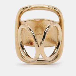 Pre Owned Salvatore Ferragamo Gold Tone Metal Vara Scarf Ring