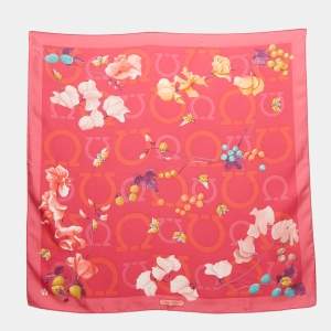 مملوكة مسبقًا Salvatore Ferragamo Pink Fruits Print Silk Square Scarf
