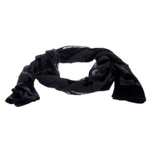 Salvatore Ferragamo Black Velvet Burnout Scarf