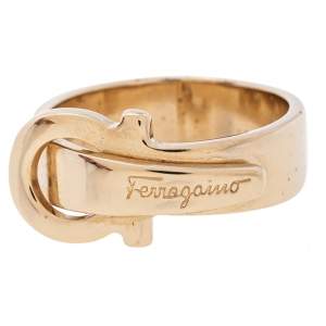 Pre Owned Salvatore Ferragamo Gancini Gold Tone Scarf Ring