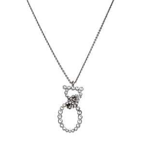 مملوكة مسبقًا Salvatore Ferragamo Silver Tone Crystal Gancini Pendant Necklace