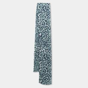 Salvatore Ferragamo Blue Animal Print Silk Scarf