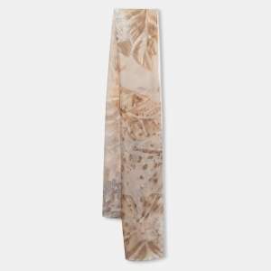 Pre Owned Salvatore Ferragamo Beige Floral Print Silk Scarf