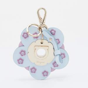 Salvatore Ferragamo Light Blue/Pink Leather Flower Bag Charm
