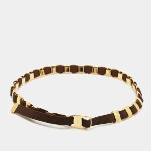 Salvatore Ferragamo Brown Fabric Chain Waist Belt 80CM