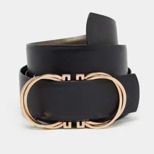 Salvatore Ferragamo Black Leather Buckle Belt 90CM