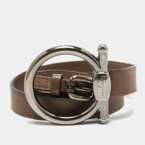 Salvatore Ferragamo Brown Leather Buckle Belt 90CM