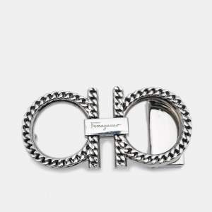Salvatore Ferragamo Silver Gancini Chain Belt Buckle 