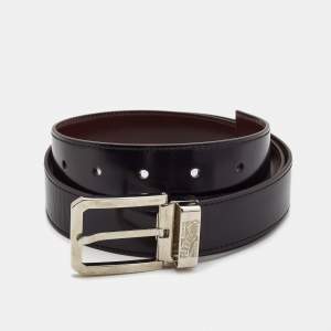 Salvatore Ferragamo Black/Brown Glossy Leather Cut to Size Reversible Belt 