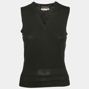 Salvatore Ferragamo Black Wool Knit Sweater Vest M