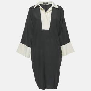 Salvatore Ferragamo Black Silk Shirt Dress M