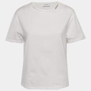 مملوكة مسبقًا Ferragamo White Cotton Knit Logo Tab Detail T-Shirt XL