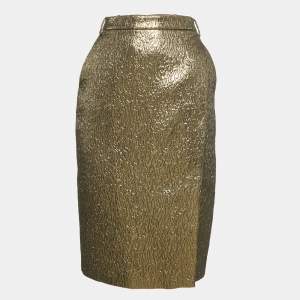 مملوكة مسبقًا Salvatore Ferragamo Metallic Textured Lamé Pencil Skirt M
