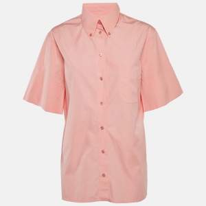 Pre Owned قميص سلفاتوري فيراغامو وردي قطن بأكمام قصيرة متوسط