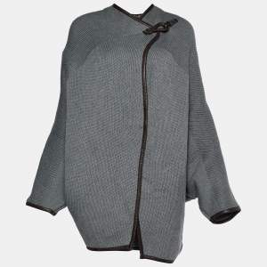 Salvatore Ferragamo Grey Wool Strip Detail Sweater S