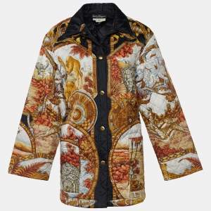 Salvatore Ferragamo Multicolor Printed Quilted Fabric Snap Button Jacket S