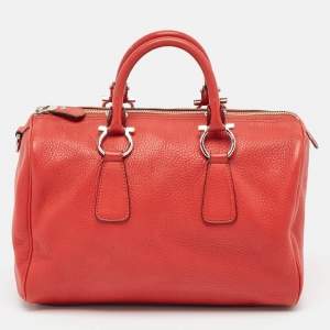 Salvatore Ferragamo Red Leather Isabel Boston Bag