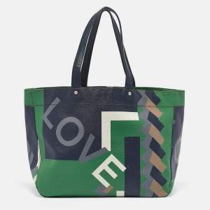 Pre Owned Salvatore Ferragamo Multicolor Printed Leather Shopper Tote