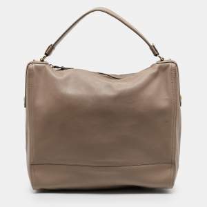 Salvatore Ferragamo Beige Leather Zipped Shoulder Bag