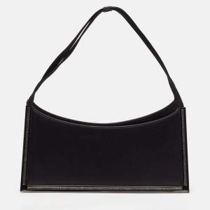 Salvatore Ferragamo Black Satin Frame Shoulder Bag