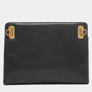 Salvatore Ferragamo Dark Grey Leather Clutch