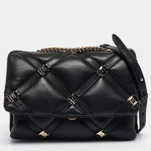Salvatore Ferragamo Black Quilted Leather Vara Soft Shoulder Bag
