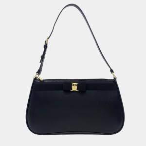 Salvatore Ferragamo Black Leather Barra shoulder bag