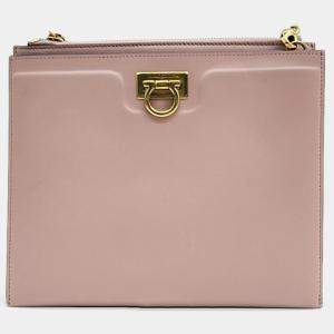 Salvatore Ferragamo Pink Leather Trifolio Small Crossbody Bag