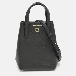 Salvatore Ferragamo Black Leather Mini Travel Tote