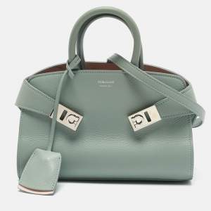 Salvatore Ferragamo Green Leather XS Hug Satchel